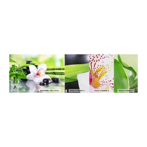 Échantillon de Papier Peint Premium Canvas - Raffraîchissement de fraîcheur - Bambou, Fleur, Orchidée - 100x30 cm
