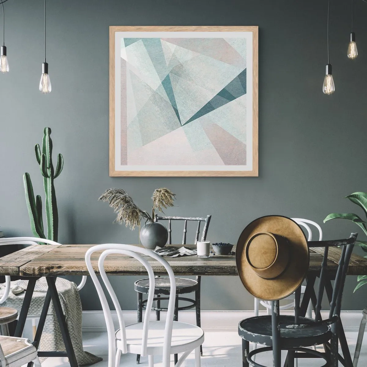 Affiche dans un chêne clair - Poster - Calme bien que dynamique - 40x40 cm