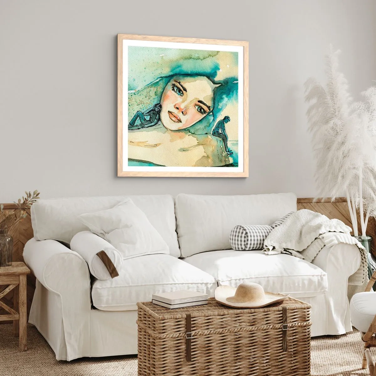 Affiche dans un chêne clair - Poster - Suis-je bleu? - 50x50 cm