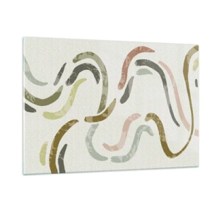 Impression sur verre - Image sur verre - Formes ondulées colorées sur fond clair - 120x80cm - Une joyeuse danse de l'abstraction - Décoration murale moderne pour le salon et la chambre ARTTOR