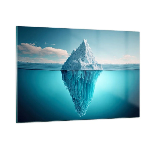 Impression sur verre - Image sur verre - Un iceberg flottant dans l'océan dont une partie est visible sous l'eau. - 120x80cm - Reine de Glace - Décoration murale moderne pour le salon et la chambre ARTTOR