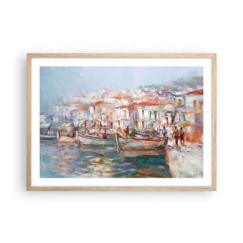 Affiche dans un chêne clair - Poster - Vacances pastelles - 70x50 cm