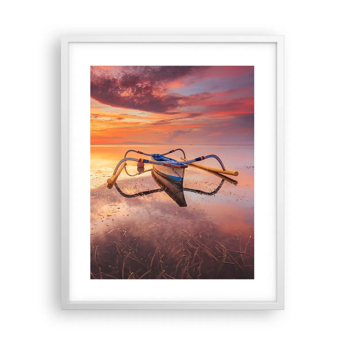 Affiche dans un cadre blanc - Poster - Le calme d'une soirée tropicale - 40x50 cm