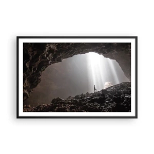 Affiche dans un cadre noir - Poster - Grotte lumineuse - 91x61 cm