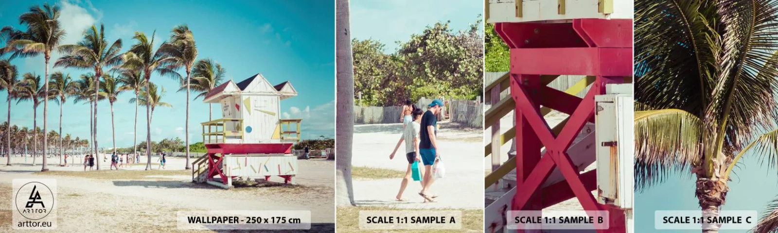 Échantillon de Papier Peint Autocollant Deluxe Sticker - Une belle journée devant toi - Paysage, Plage, Floride - 100x30 cm