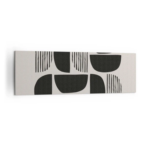 Impression sur toile - Image sur toile - Géométrie avec demi-cercles et lignes en noir sur fond clair - 160x50cm - Offres sans enthousiasme - Décoration murale moderne pour le salon et la chambre ARTTOR