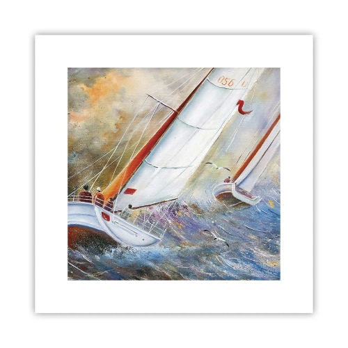 Affiche - Poster - Concourir sur les vagues - 30x30 cm