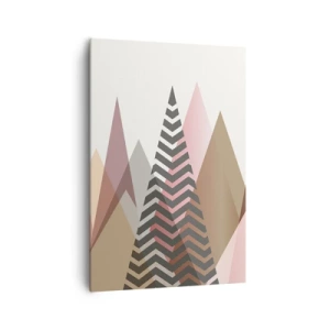 Impression sur toile - Image sur toile - Montagnes géométriques colorées aux tons pastel - 70x100cm - Vue pyramidale - Décoration murale moderne pour le salon et la chambre ARTTOR