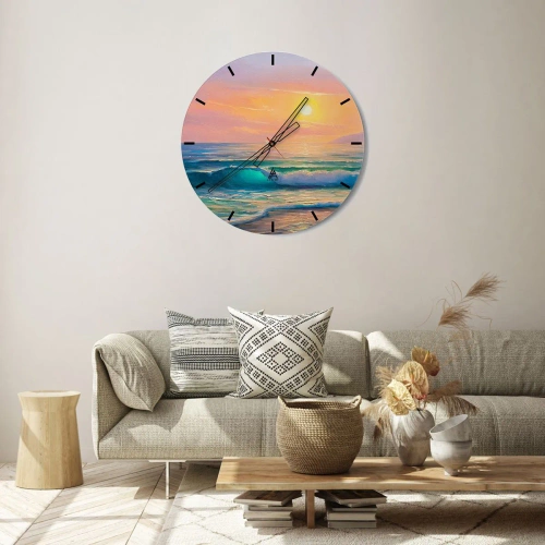 Horloge murale - Pendule murale - Le chant turquoise des vagues - 40x40 cm