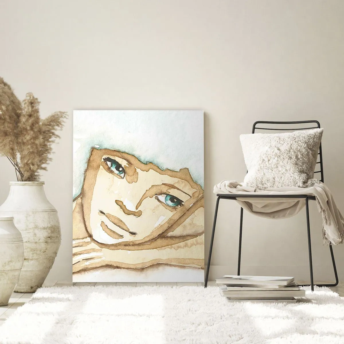 Impression sur verre - Image sur verre - Portrait artistique d'une femme aux couleurs pastel - 80x120cm - L'arbre de la poésie naît du silence - Décoration murale moderne pour le salon et la chambre ARTTOR