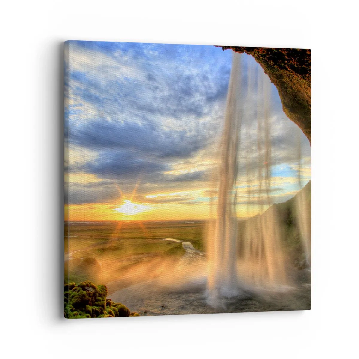 Impression sur toile - Image sur toile - Le monde derrière un voile de gouttes - 40x40 cm