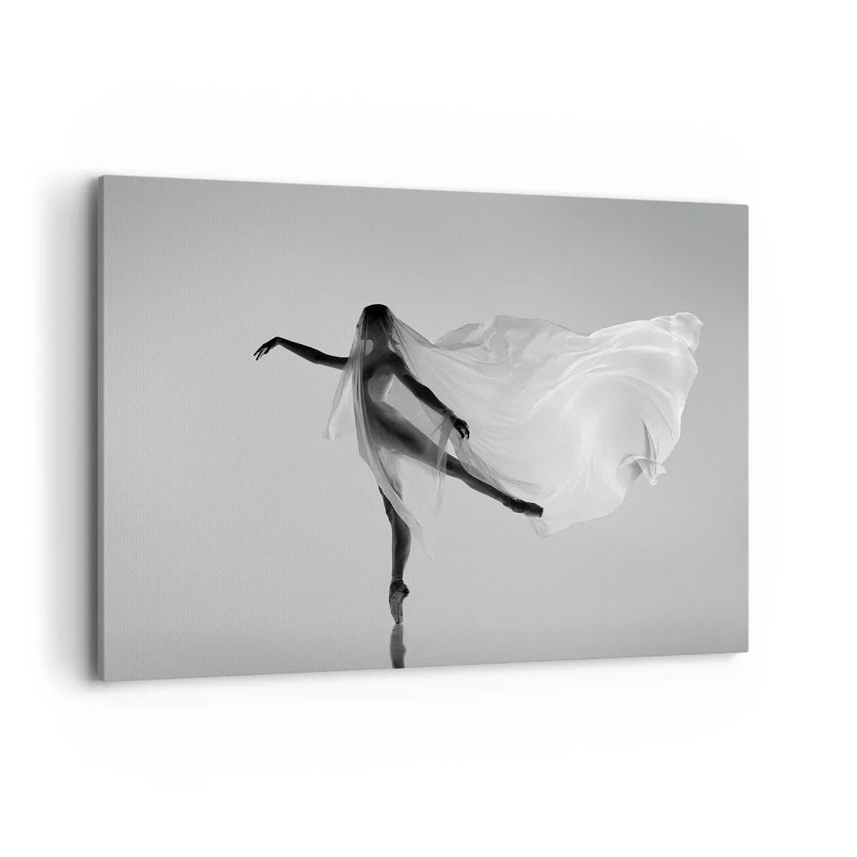 Impression sur toile - Image sur toile - Une danseuse dans une pose éthérée avec un tissu fluide - 100x70cm - Légèreté et grâce - Décoration murale moderne pour le salon et la chambre ARTTOR