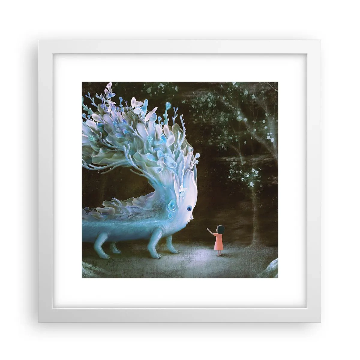Affiche dans un cadre blanc - Poster - Une rencontre fantastique - 30x30 cm