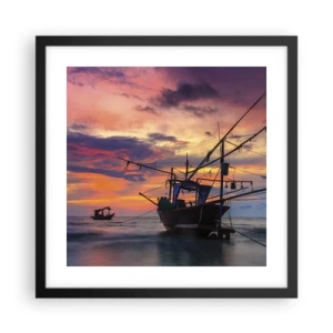 Affiche dans un cadre noir - Poster - Soirée exotique - 40x40 cm