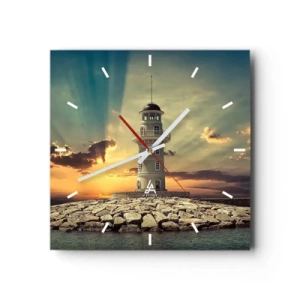 Horloge murale - Pendule murale - Un phare au coucher du soleil contre le ciel - 30x30cm - Lumière - Bonté - Beauté - Décoration murale moderne pour le salon et la chambre ARTTOR