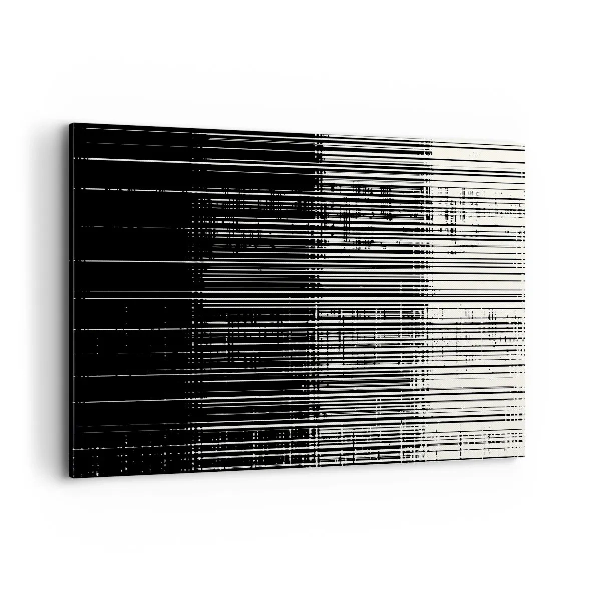 Impression sur toile - Image sur toile - Composition abstraite de lignes en noir et blanc contrastés - 120x80cm - Ondes et vibrations - Décoration murale moderne pour le salon et la chambre ARTTOR