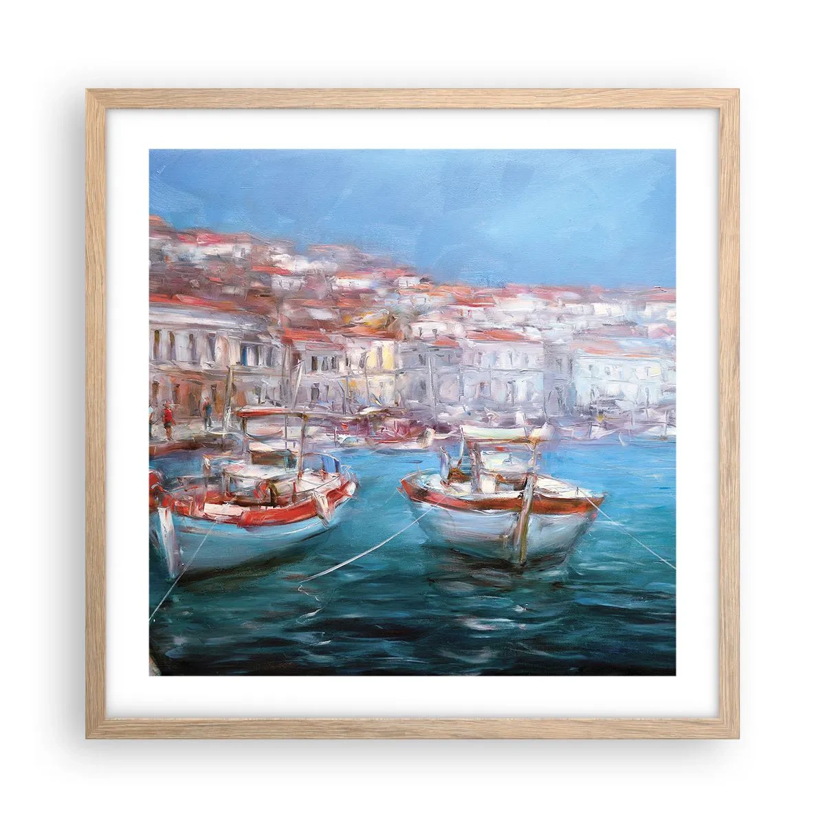 Affiche dans un chêne clair - Poster - Baie italienne - 50x50 cm