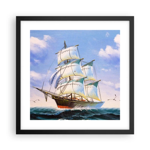 Affiche dans un cadre noir - Poster - Fièrement avec le vent - 40x40 cm