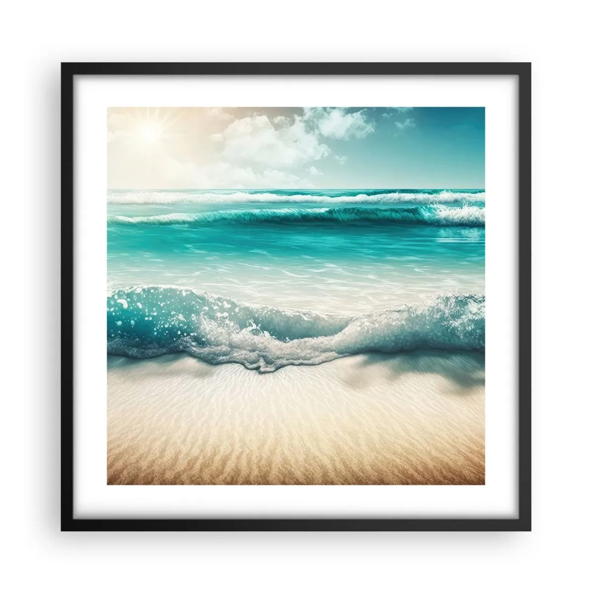 Affiche dans un cadre noir - Poster - La paix de l'océan - 50x50 cm