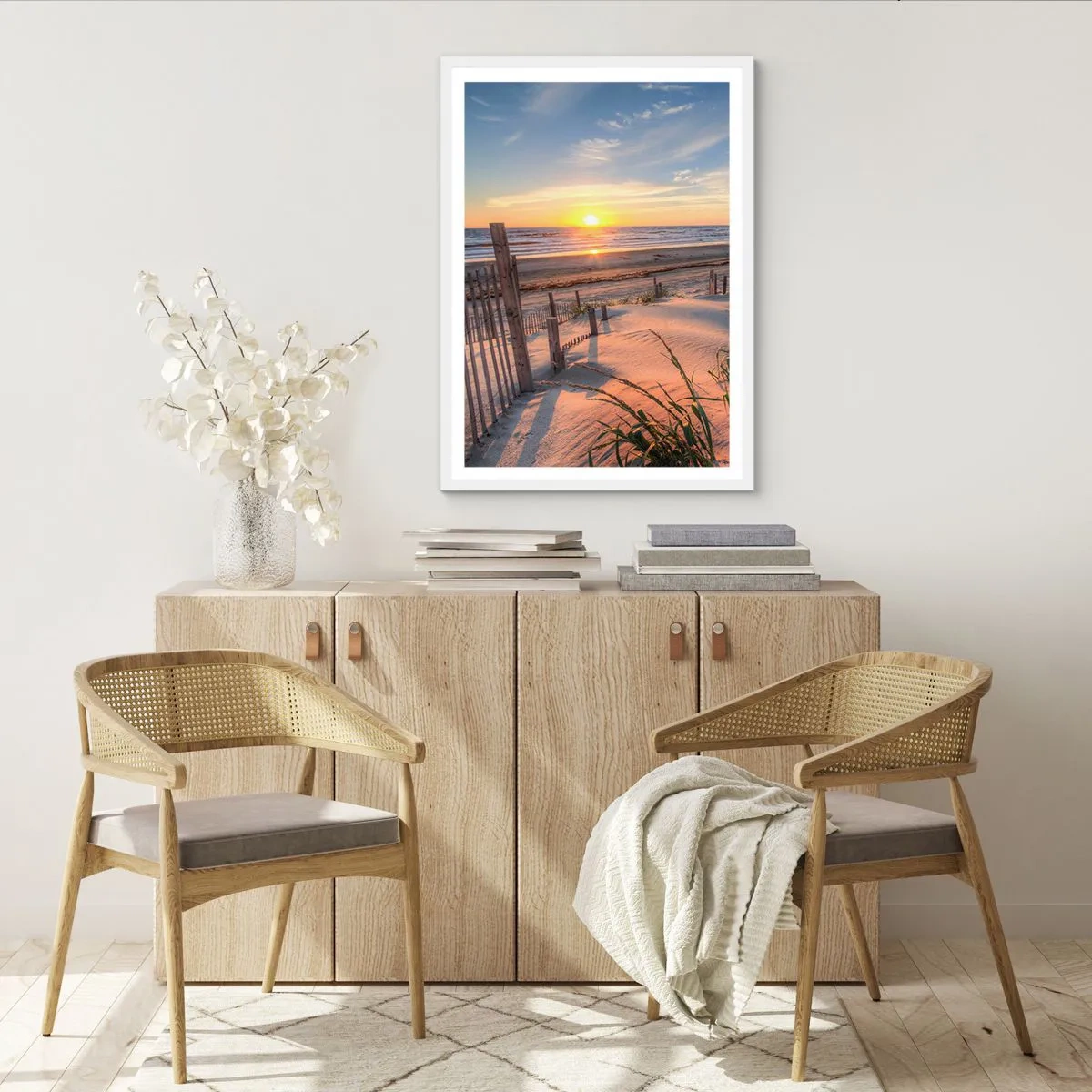 Affiche dans un cadre blanc - Poster - Ombre et brillance du vent - 70x100 cm