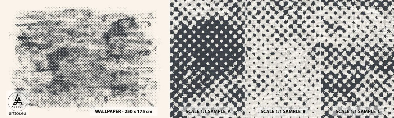 Échantillon de Papier Peint Premium Canvas - Composition brumeuse - Abstraction, Morceau, Modèle moderne - 100x30 cm