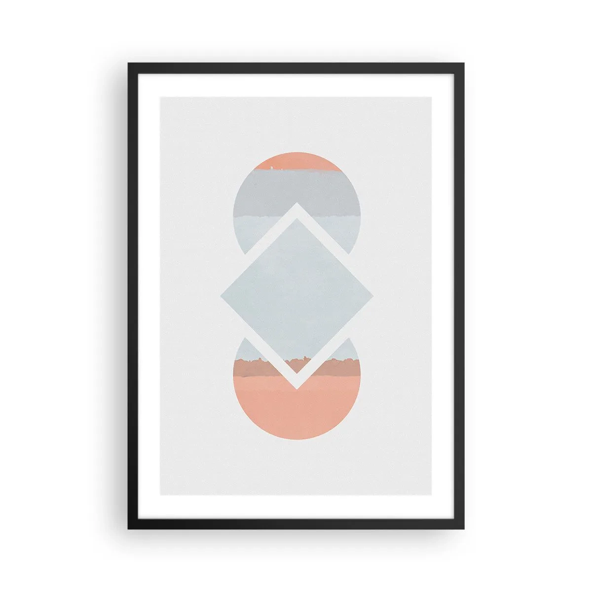 Affiche dans un cadre noir - Poster - Une composition abstraite de formes géométriques et de couleurs pastel. - 50x70cm - La situation est clair - Décoration murale moderne pour le salon et la chambre ARTTOR