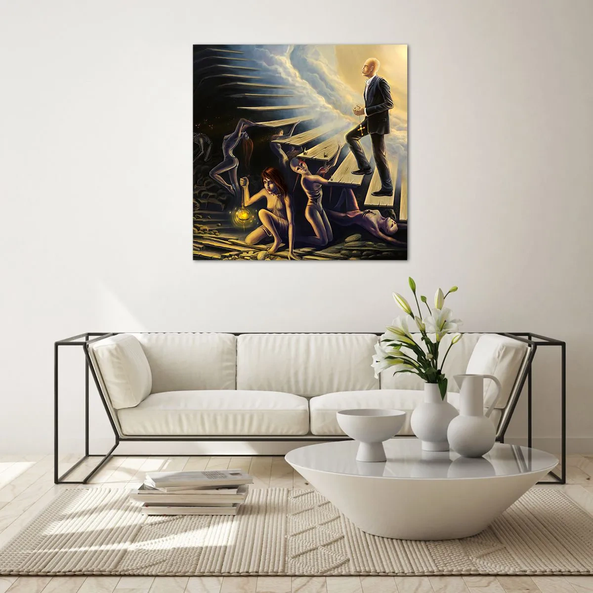 Impression sur verre - Image sur verre - Voyage dantesque vers la lumière - 70x70 cm