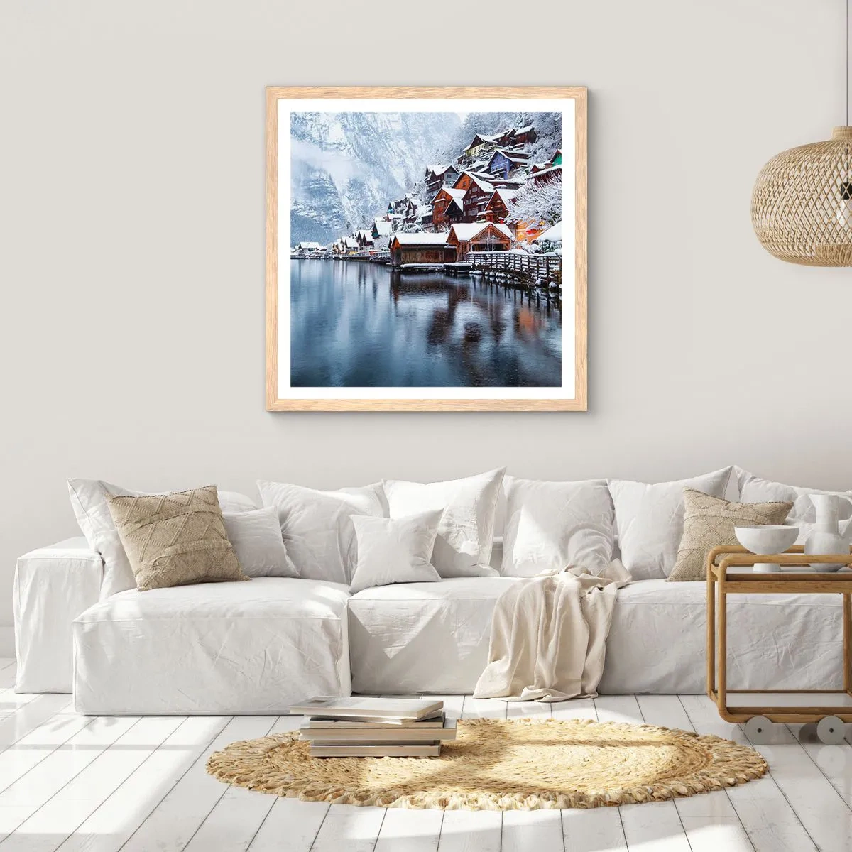 Affiche dans un chêne clair - Poster - En décoration hivernale - 40x40 cm