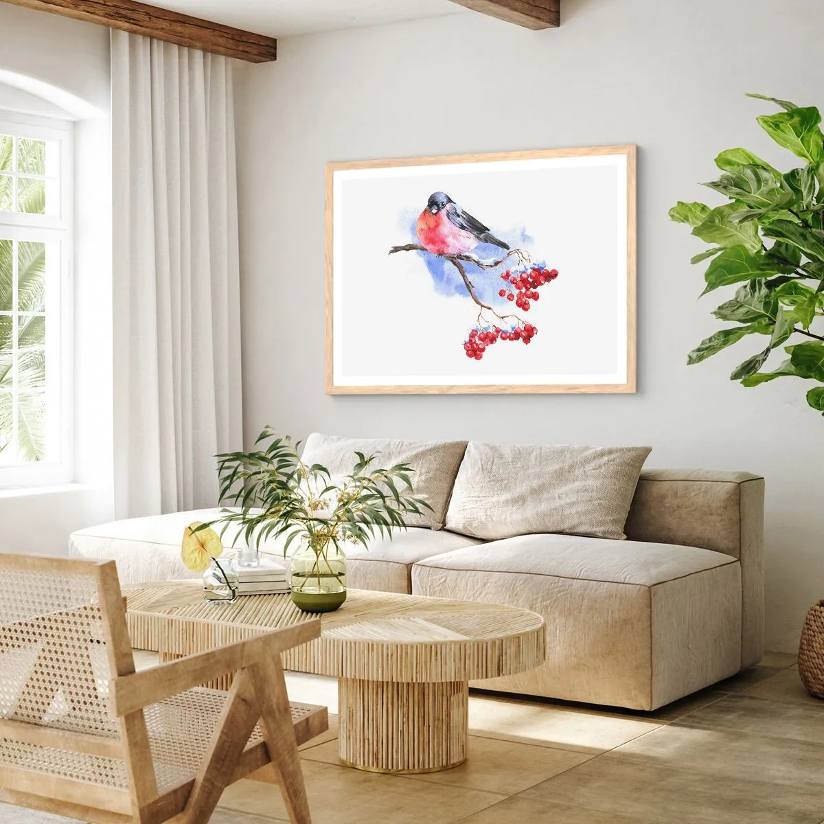 Affiche dans un chêne clair - Poster - L'hiver en couleurs - 100x70 cm