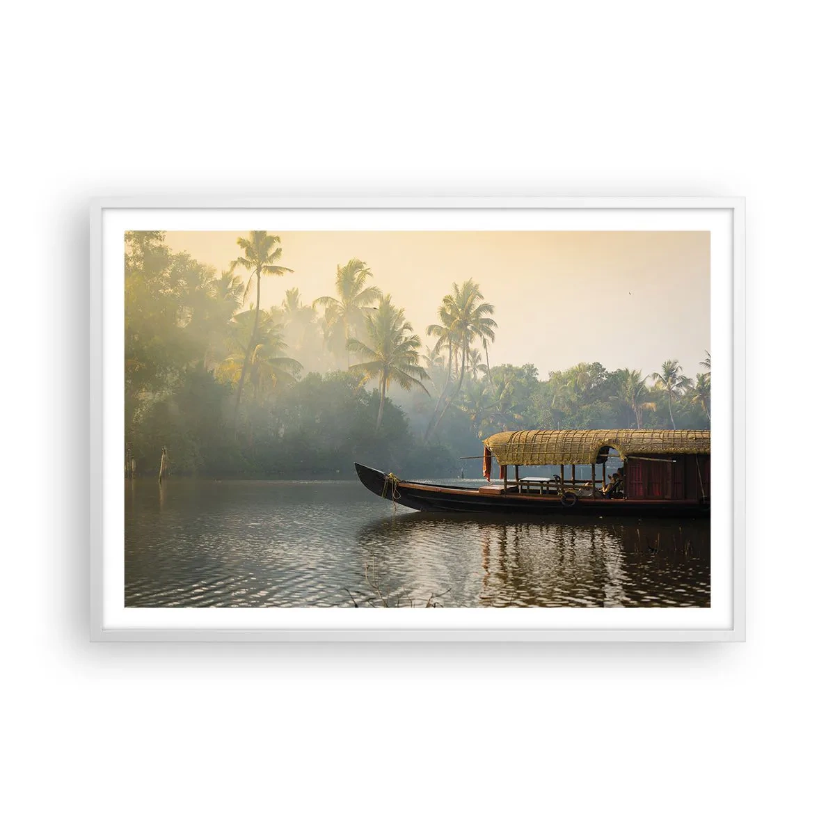 Affiche dans un cadre blanc - Poster - Maison sur la rivière - 91x61 cm