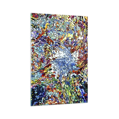 Impression sur verre - Image sur verre - Un motif abstrait coloré inspiré de la nature - 70x100cm - Goutte de vitrail - Décoration murale moderne pour le salon et la chambre ARTTOR