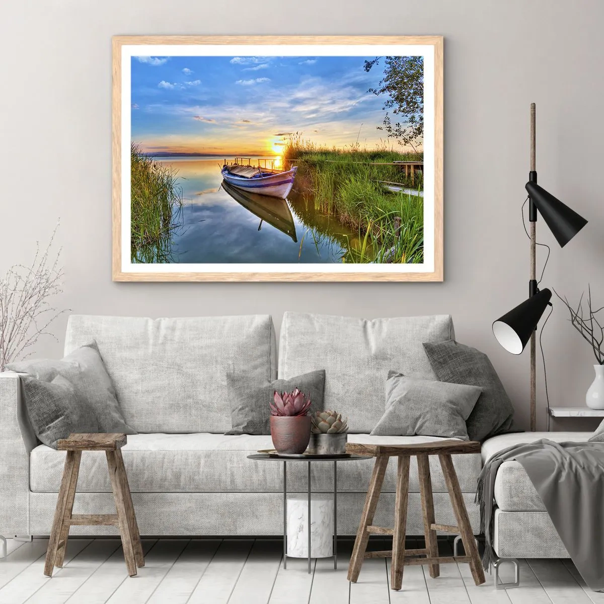 Affiche dans un chêne clair - Poster - La crique où les rêves deviennent réalité - 100x70 cm