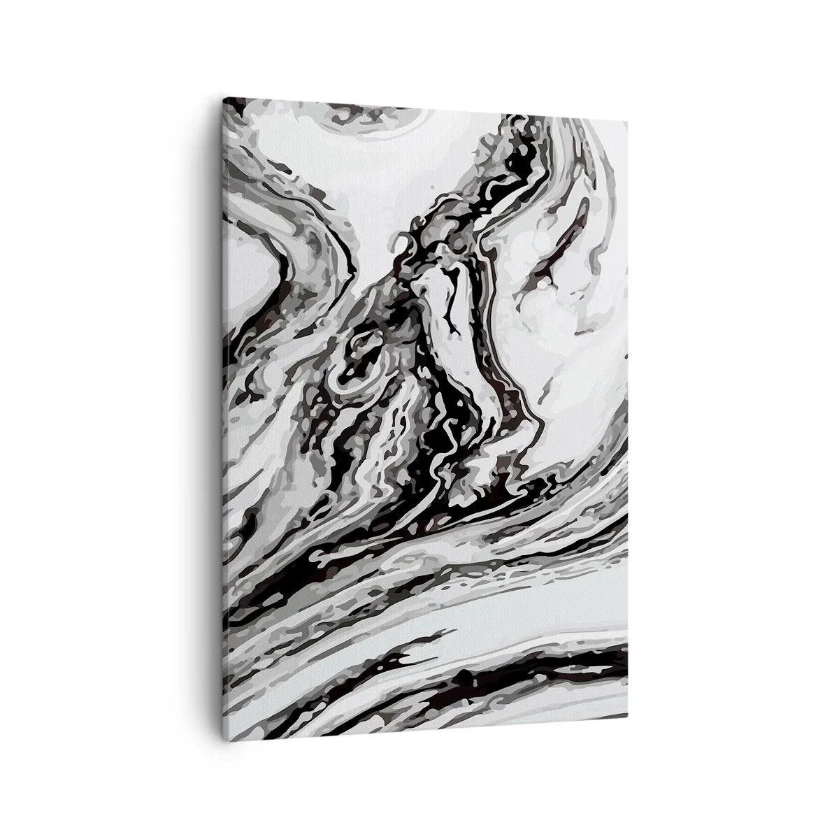 Impression sur toile - Image sur toile - Motif de marbre abstrait en noir et blanc - 50x70cm - Au début, c'était le chaos - Décoration murale moderne pour le salon et la chambre ARTTOR