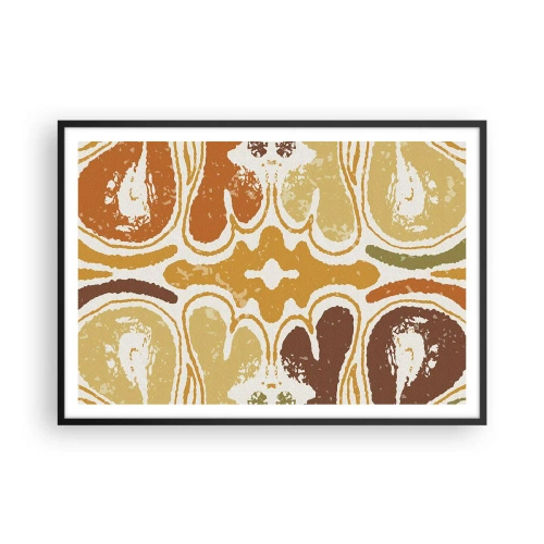 Affiche dans un cadre noir - Poster - Motifs abstraits chaleureux dans les tons jaunes et bruns - 100x70cm - Abstraction sentimentale - Décoration murale moderne pour le salon et la chambre ARTTOR