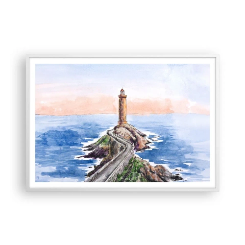 Affiche dans un cadre blanc - Poster - Face à la mer - 100x70 cm