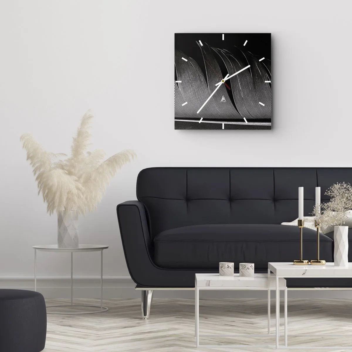 Horloge murale - Pendule murale - La plume – un design magnifique - 40x40 cm