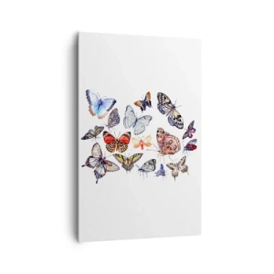 Impression sur toile - Image sur toile - Papillons colorés sur fond blanc - 80x120cm - Essaim de dentelle et de couleurs - Décoration murale moderne pour le salon et la chambre ARTTOR