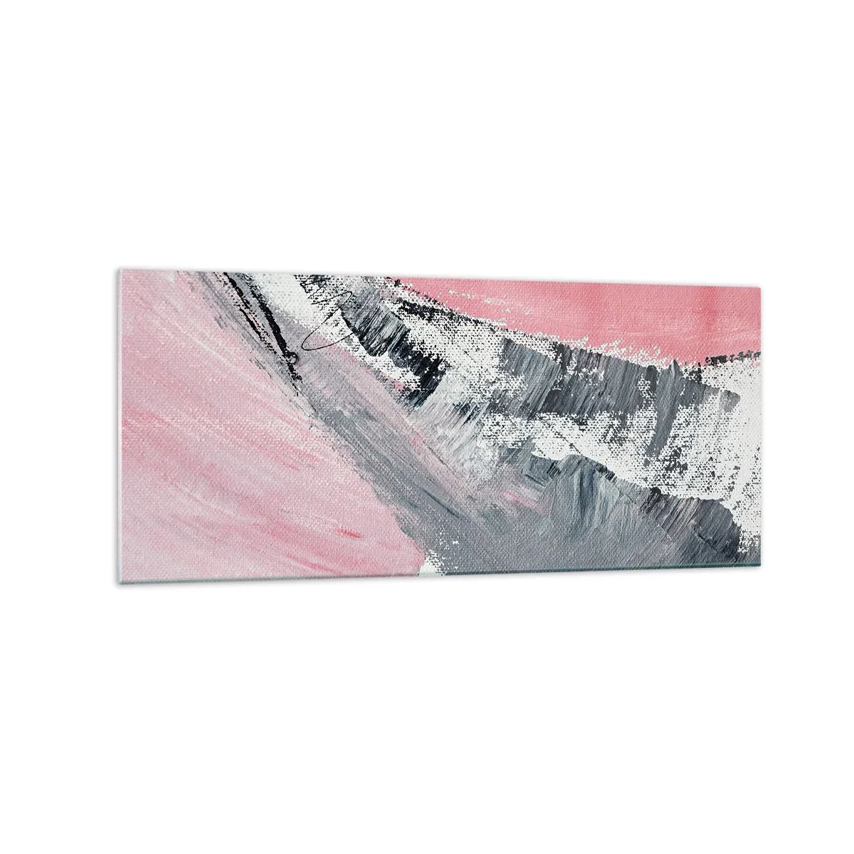 Impression sur verre - Image sur verre - Une composition abstraite dans les tons de rose et de gris. - 120x50cm - Composition assortie - Décoration murale moderne pour le salon et la chambre ARTTOR