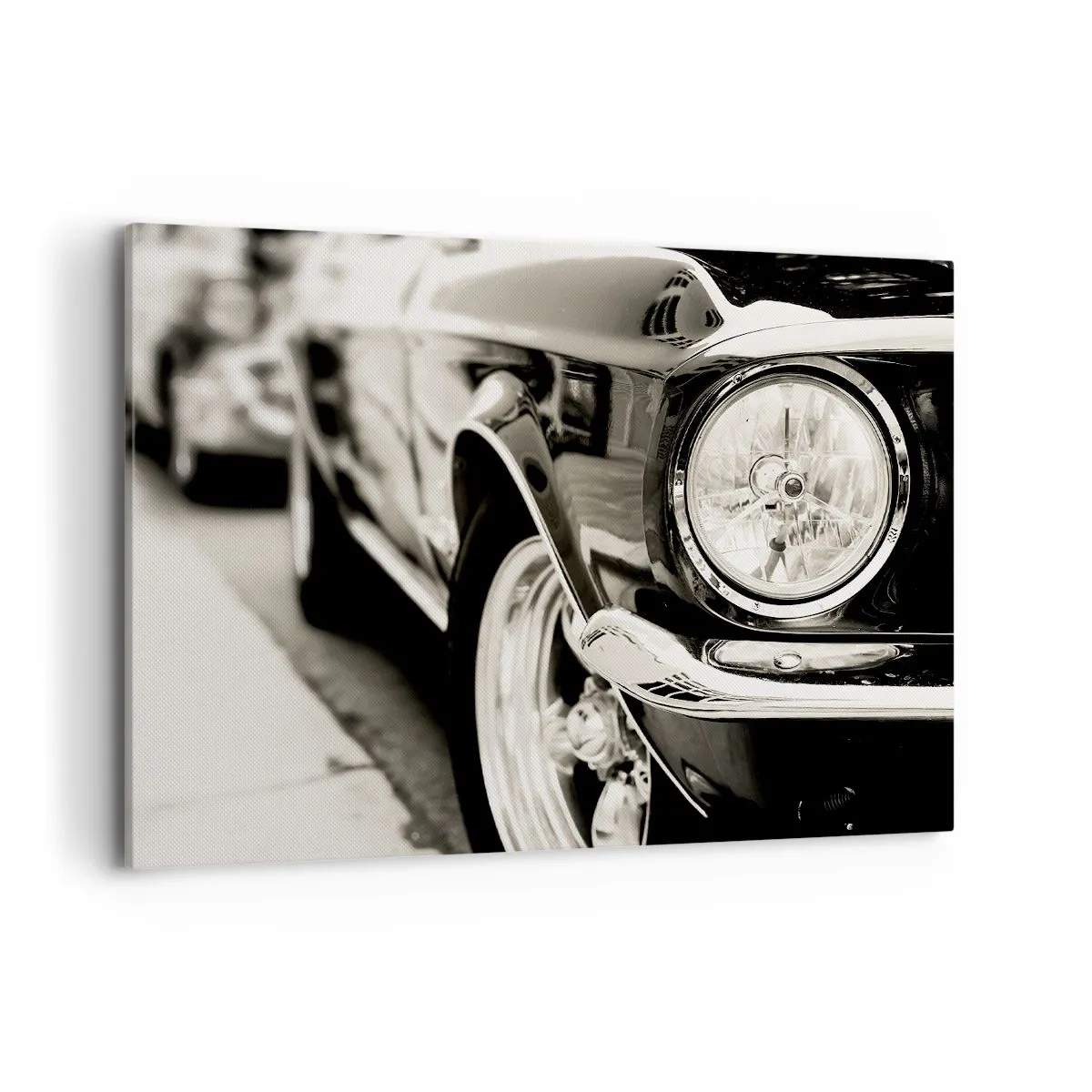 Impression sur toile - Image sur toile - Une voiture classique emblématique en noir et blanc élégant - 100x70cm - Brillance permanente - Décoration murale moderne pour le salon et la chambre ARTTOR
