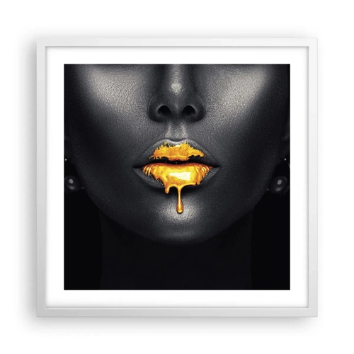 Affiche dans un cadre blanc - Poster - Bouche d'or - 50x50 cm