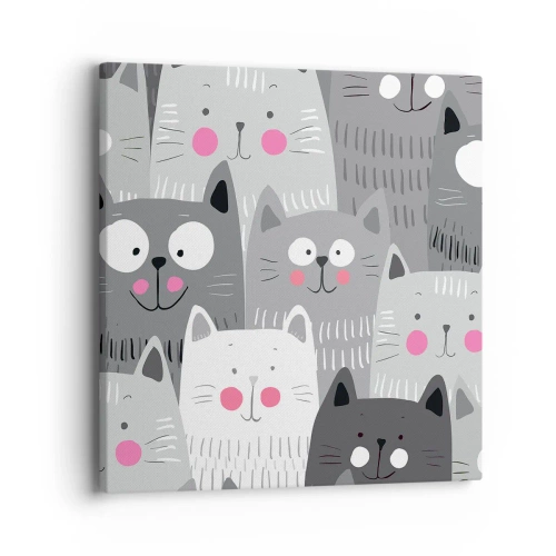 Impression sur toile - Image sur toile - Le monde des chats - 40x40 cm
