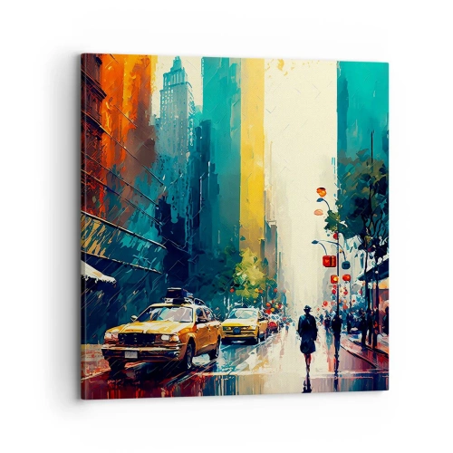 Impression sur toile - Image sur toile - New York – ici même la pluie est colorée - 70x70 cm