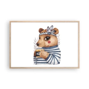 Affiche dans un chêne clair - Poster - Un nounours trop mignon - 91x61 cm