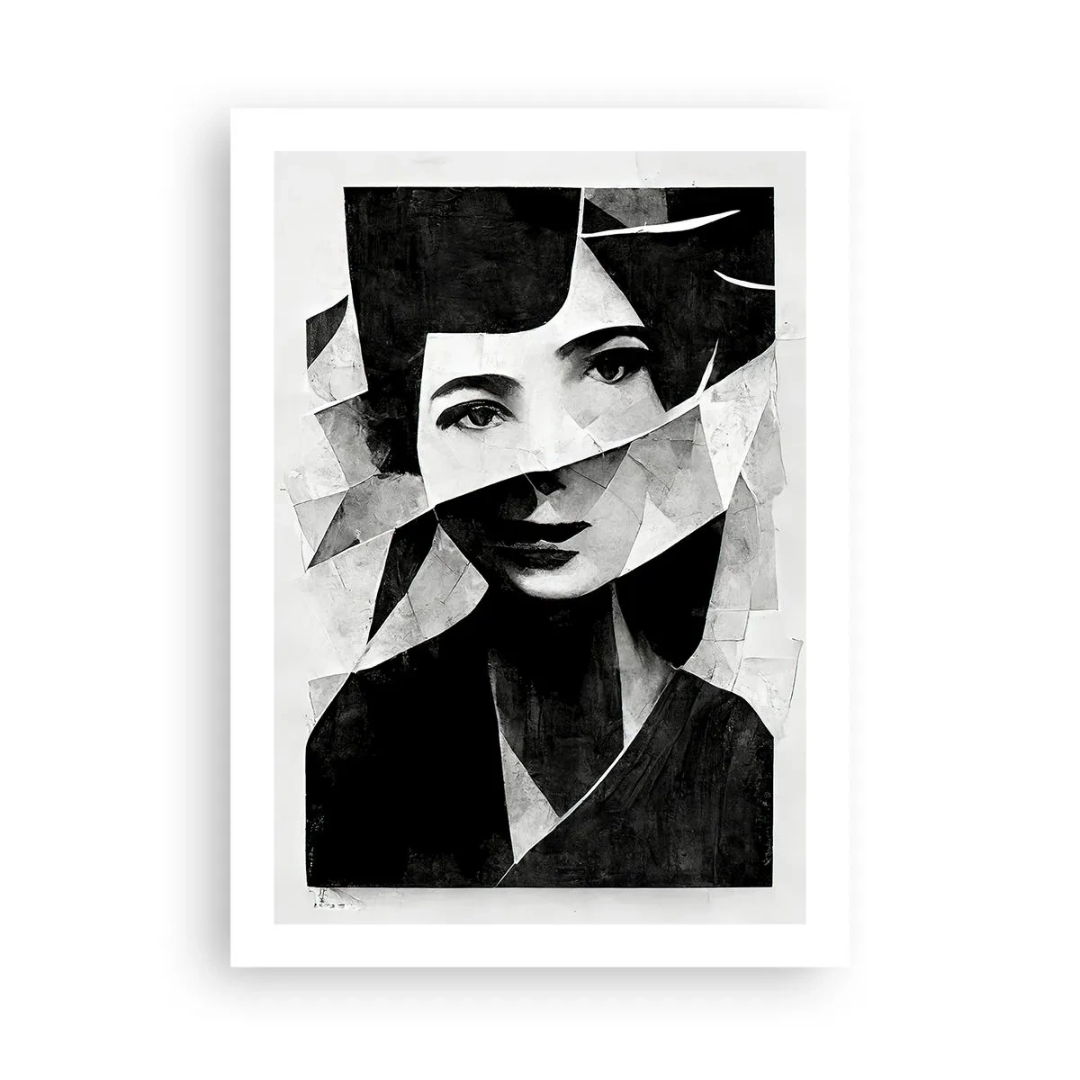 Affiche - Poster - Portrait d'une femme dans une composition abstraite - 50x70cm - Vraiment ce que tu es… - Décoration murale moderne pour le salon et la chambre ARTTOR
