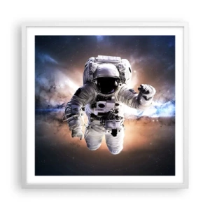 Affiche dans un cadre blanc - Poster - Salutations de l'espace - 60x60 cm