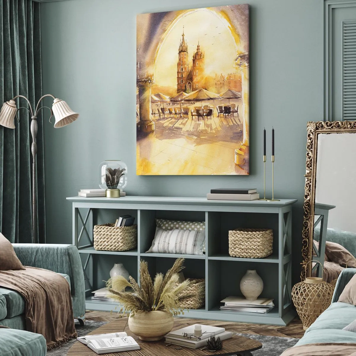 Impression sur toile - Image sur toile - À l'est, sur la place du marché de Cracovie - 55x100 cm