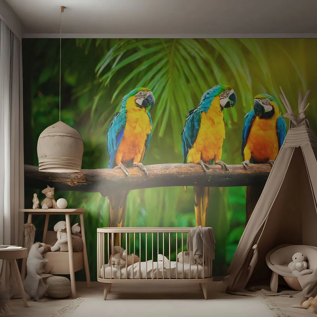 Papier Peint Photo Premium Canvas - Et avez-vous entendu qu'elle ...? - Des oiseaux, Perroquets, Nature - 200x140 cm