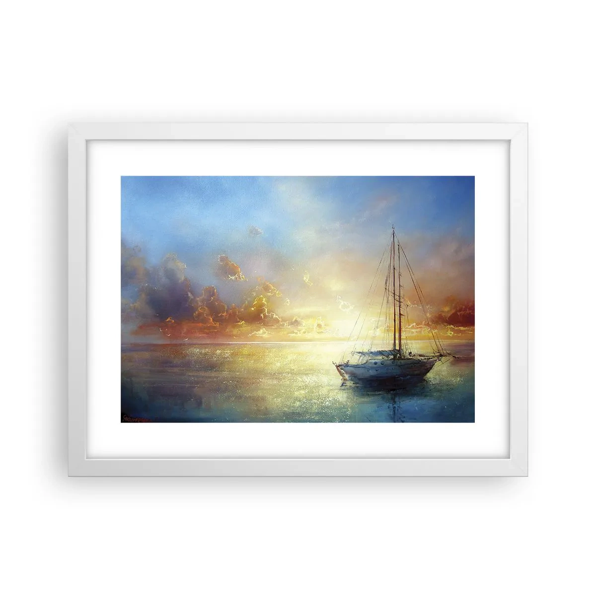 Affiche dans un cadre blanc - Poster - Dans une baie dorée - 40x30 cm