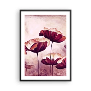 Affiche dans un cadre noir - Poster - Des coquelicots pittoresques sur un fond pastel subtil - 50x70cm - Pétale rouge et blanc - Décoration murale moderne pour le salon et la chambre ARTTOR