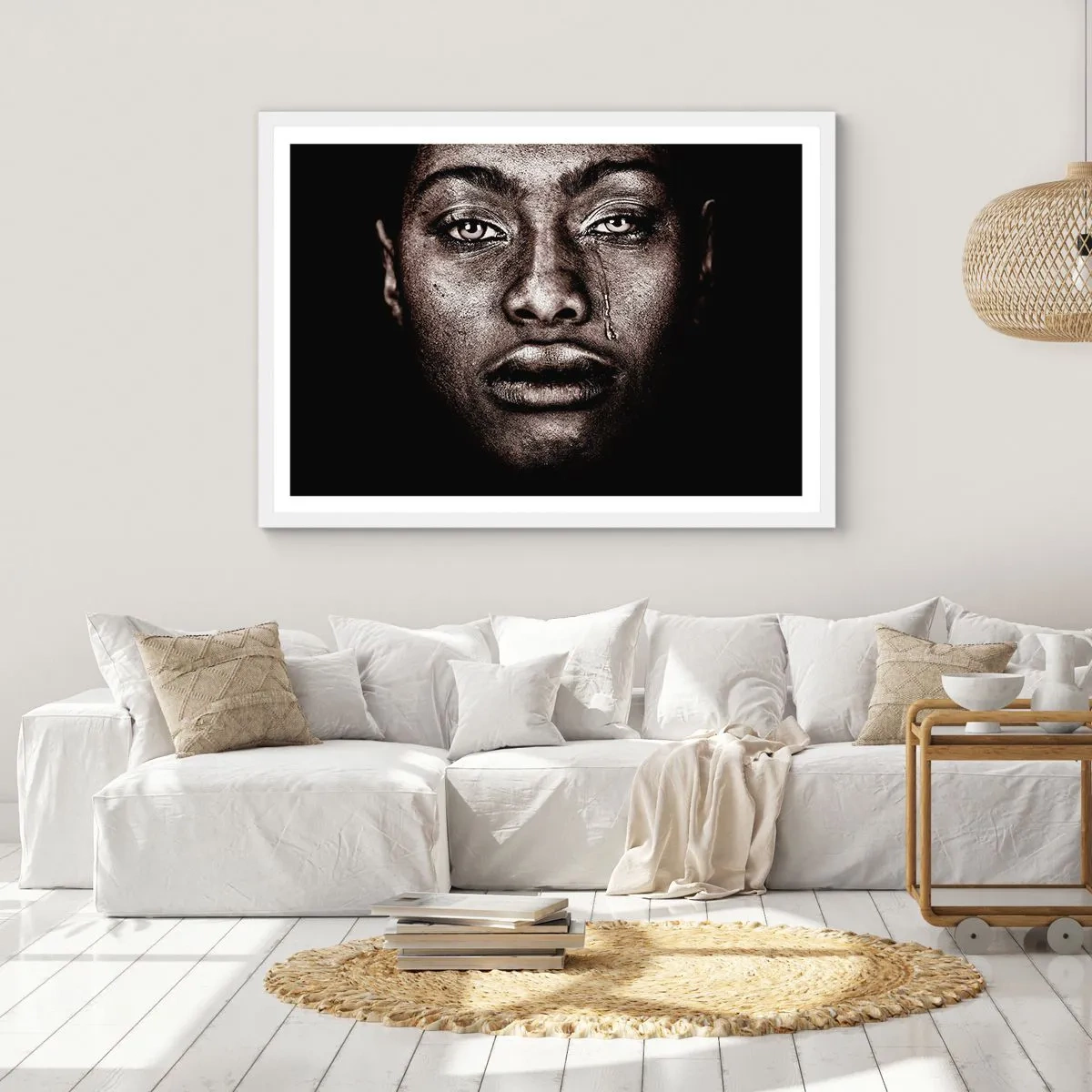 Affiche dans un cadre blanc - Poster - Une larme - 50x40 cm
